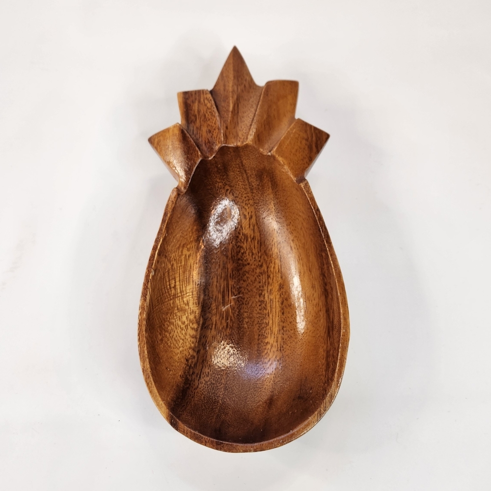 Alii Woods Honolulu Pineapple Shaped Bowl Genuine Monkey Pod